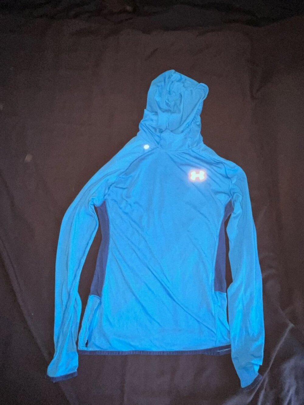 Under Armour Womens Threadborne HeatGear Blue Long Sleeve Hoodie Fitted S